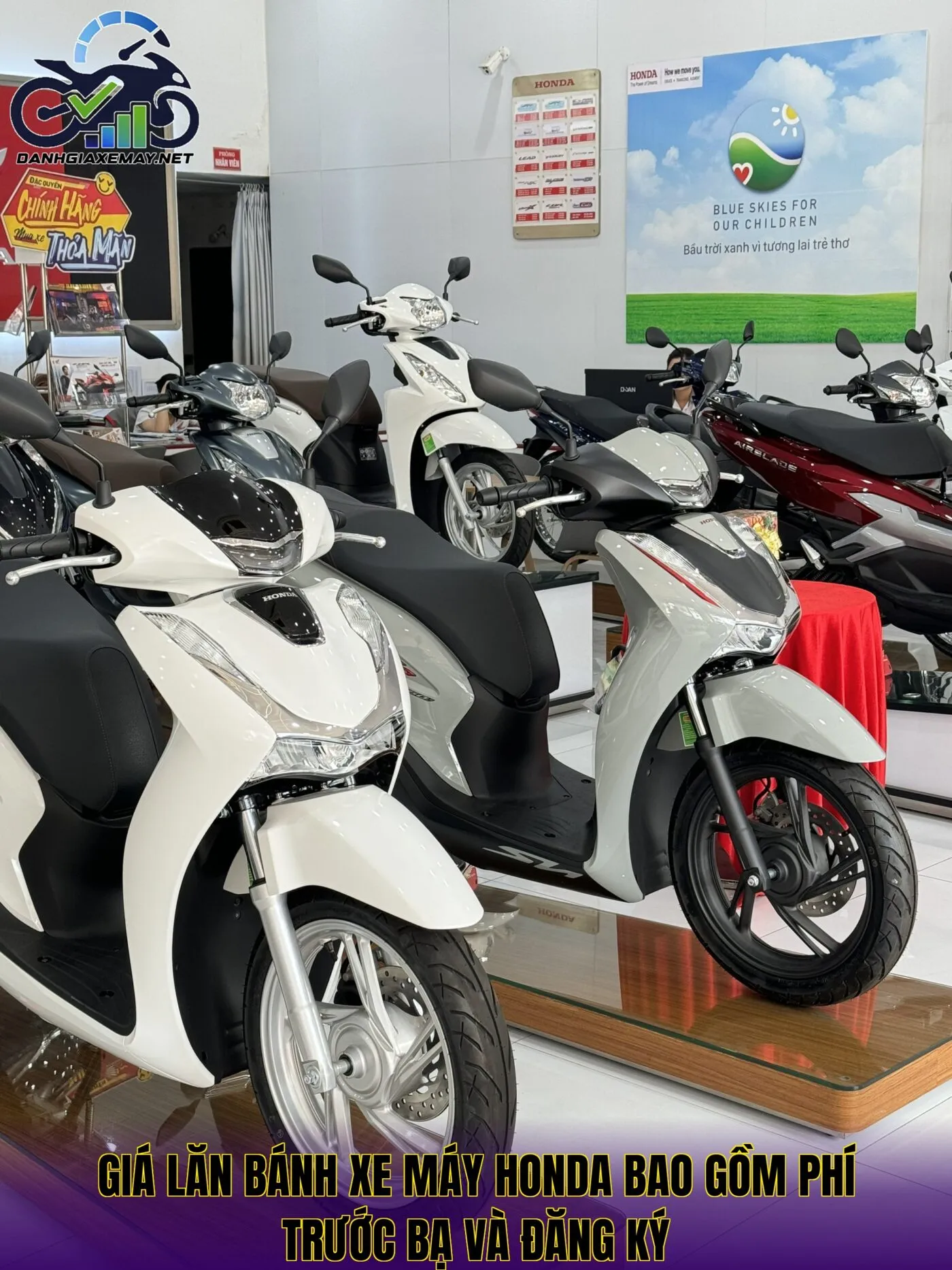 giá lăn bánh xe máy Honda bao gồm phí trước bạ và đăng ký